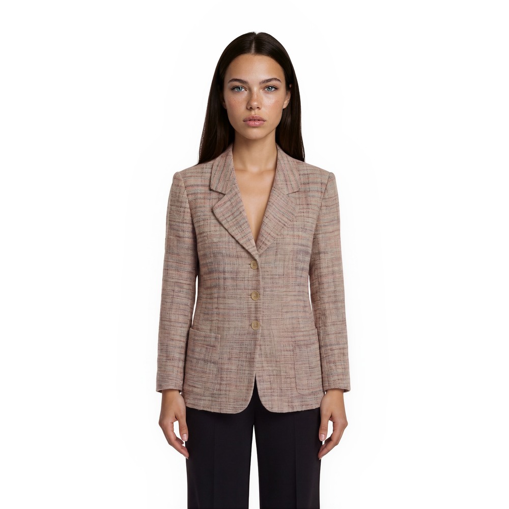 Valentino Miss‎ V Blazer Women's Size 12 Vintage Tweed Notched Lapel Jacket